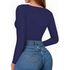 image:imageMANGOPOP Womens Tank Top Body Suits Sexy Crew Neck Racerback Halter Ribbed Sleeveless Long Sleeve Bodysuit Going Out Tops06long Sleeve Deep Blue