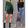 image:imageMANGOPOP Womens Tank Top Body Suits Sexy Crew Neck Racerback Halter Ribbed Sleeveless Long Sleeve Bodysuit Going Out Tops06long Sleeve Deep Green