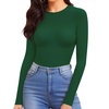 image:imageMANGOPOP Womens Tank Top Body Suits Sexy Crew Neck Racerback Halter Ribbed Sleeveless Long Sleeve Bodysuit Going Out Tops06long Sleeve Deep Green