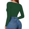 image:imageMANGOPOP Womens Tank Top Body Suits Sexy Crew Neck Racerback Halter Ribbed Sleeveless Long Sleeve Bodysuit Going Out Tops06long Sleeve Deep Green