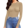 image:imageMANGOPOP Womens Tank Top Body Suits Sexy Crew Neck Racerback Halter Ribbed Sleeveless Long Sleeve Bodysuit Going Out Tops06long Sleeve Light Camel