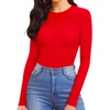 image:imageMANGOPOP Womens Tank Top Body Suits Sexy Crew Neck Racerback Halter Ribbed Sleeveless Long Sleeve Bodysuit Going Out Tops06long Sleeve Red