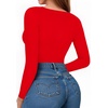 image:imageMANGOPOP Womens Tank Top Body Suits Sexy Crew Neck Racerback Halter Ribbed Sleeveless Long Sleeve Bodysuit Going Out Tops06long Sleeve Red