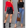 image:imageMANGOPOP Womens Tank Top Body Suits Sexy Crew Neck Racerback Halter Ribbed Sleeveless Long Sleeve Bodysuit Going Out Tops06long Sleeve Red