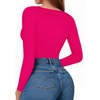 image:imageMANGOPOP Womens Tank Top Body Suits Sexy Crew Neck Racerback Halter Ribbed Sleeveless Long Sleeve Bodysuit Going Out Tops06long Sleeve Rose Pink