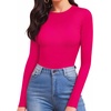 image:imageMANGOPOP Womens Tank Top Body Suits Sexy Crew Neck Racerback Halter Ribbed Sleeveless Long Sleeve Bodysuit Going Out Tops06long Sleeve Rose Pink