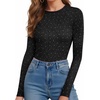 image:imageMANGOPOP Womens Tank Top Body Suits Sexy Crew Neck Racerback Halter Ribbed Sleeveless Long Sleeve Bodysuit Going Out Tops07colored Sparkly Black