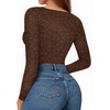 image:imageMANGOPOP Womens Tank Top Body Suits Sexy Crew Neck Racerback Halter Ribbed Sleeveless Long Sleeve Bodysuit Going Out Tops07colored Sparkly Coffee
