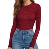 image:imageMANGOPOP Womens Tank Top Body Suits Sexy Crew Neck Racerback Halter Ribbed Sleeveless Long Sleeve Bodysuit Going Out Tops07colored Sparkly Wine Red