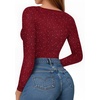 image:imageMANGOPOP Womens Tank Top Body Suits Sexy Crew Neck Racerback Halter Ribbed Sleeveless Long Sleeve Bodysuit Going Out Tops07colored Sparkly Wine Red