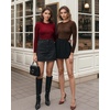 image:imageMANGOPOP Womens Tank Top Body Suits Sexy Crew Neck Racerback Halter Ribbed Sleeveless Long Sleeve Bodysuit Going Out Tops07colored Sparkly Wine Red