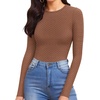 image:imageMANGOPOP Womens Tank Top Body Suits Sexy Crew Neck Racerback Halter Ribbed Sleeveless Long Sleeve Bodysuit Going Out Tops07sparkly Coffee