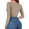 image:imageMANGOPOP Womens Tank Top Body Suits Sexy Crew Neck Racerback Halter Ribbed Sleeveless Long Sleeve Bodysuit Going Out Tops07sparkly Grey