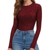 image:imageMANGOPOP Womens Tank Top Body Suits Sexy Crew Neck Racerback Halter Ribbed Sleeveless Long Sleeve Bodysuit Going Out Tops07sparkly Zebra Print Burgundy