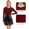 image:imageMANGOPOP Womens Tank Top Body Suits Sexy Crew Neck Racerback Halter Ribbed Sleeveless Long Sleeve Bodysuit Going Out Tops07sparkly Zebra Print Burgundy