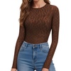 image:imageMANGOPOP Womens Tank Top Body Suits Sexy Crew Neck Racerback Halter Ribbed Sleeveless Long Sleeve Bodysuit Going Out Tops07sparkly Zebra Print Coffee