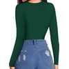 image:imageMANGOPOP Womens Tank Top Body Suits Sexy Crew Neck Racerback Halter Ribbed Sleeveless Long Sleeve Bodysuit Going Out TopsFleece Lined Deep Green