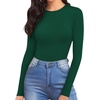 image:imageMANGOPOP Womens Tank Top Body Suits Sexy Crew Neck Racerback Halter Ribbed Sleeveless Long Sleeve Bodysuit Going Out TopsFleece Lined Deep Green