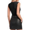 image:imageMANGOPOP Womens Wrap V Neck Ruched Sleeveless Thong Bodysuit Double Lined Fitted Tank Body Suit Top 202601 Black