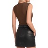 image:imageMANGOPOP Womens Wrap V Neck Ruched Sleeveless Thong Bodysuit Double Lined Fitted Tank Body Suit Top 2026Coffee