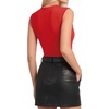 image:imageMANGOPOP Womens Wrap V Neck Ruched Sleeveless Thong Bodysuit Double Lined Fitted Tank Body Suit Top 2026Red