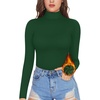 image:imageMANGOPOP Womens Mock Turtle Neck Fleece Lined Long Sleeve Thermal Underwear T Shirt Tops TeeDeep Green