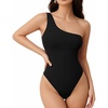 image:imageMANGOPOP Womens One Shoulder Tank Top Bodysuit Sexy Sleeveless Long Sleeve Backless Body Suits Off Shoulder Going Out TopsA1one Shoulder Black