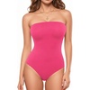 image:imageMANGOPOP Womens Strapless Thong Bodysuit Sexy Tube Top Off The Shoulder Double Lined Bodysuits Summer Going Out TopsHot Pink