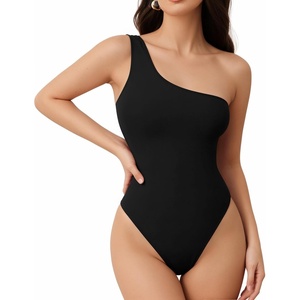 image:imageMANGOPOP Womens One Shoulder Tank Top Bodysuit Sexy Sleeveless Long Sleeve Backless Body Suits Off Shoulder Going Out TopsA1one Shoulder Black