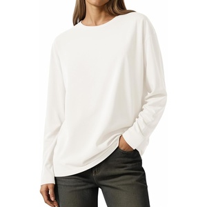 image:imageMANGOPOP Womens Oversized T Shirts Short Sleeve Crewneck Loose Fit Tops Summer Basic Gym Workout ClothesA Long Sleeve White