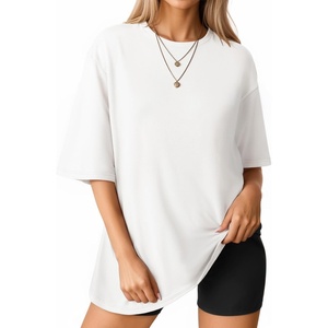 image:imageMANGOPOP Womens Oversized T Shirts Short Sleeve Crewneck Loose Fit Tops Summer Basic Gym Workout ClothesA Short Sleeve Creamy White