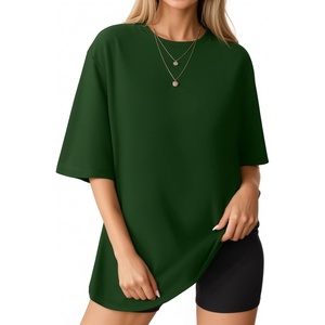 image:imageMANGOPOP Womens Oversized T Shirts Short Sleeve Crewneck Loose Fit Tops Summer Basic Gym Workout ClothesShort Sleeve Deep Green