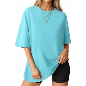 image:imageMANGOPOP Womens Oversized T Shirts Short Sleeve Crewneck Loose Fit Tops Summer Basic Gym Workout ClothesShort Sleeve Light Blue