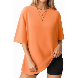 image:imageMANGOPOP Womens Oversized T Shirts Short Sleeve Crewneck Loose Fit Tops Summer Basic Gym Workout ClothesShort Sleeve Orange