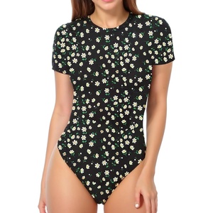 image:imageMANGOPOP Womens Round Neck Short Sleeve Bodysuit T Shirts Basic Body Suit TopsBshort Sleeve Little Daisy