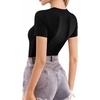 image:imageMANGOPOP Double Lined Short Sleeve Tops for Women Crew Neck T Shirts Basic Tee Womens Going Out Tops Trendy 202602 Black