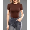 image:imageMANGOPOP Double Lined Short Sleeve Tops for Women Crew Neck T Shirts Basic Tee Womens Going Out Tops Trendy 202603 Coffee