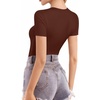 image:imageMANGOPOP Double Lined Short Sleeve Tops for Women Crew Neck T Shirts Basic Tee Womens Going Out Tops Trendy 202603 Coffee