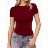 image:imageMANGOPOP Double Lined Short Sleeve Tops for Women Crew Neck T Shirts Basic Tee Womens Going Out Tops Trendy 202604 Burgundy