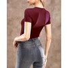 image:imageMANGOPOP Double Lined Short Sleeve Tops for Women Crew Neck T Shirts Basic Tee Womens Going Out Tops Trendy 202604 Burgundy