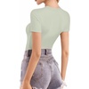 image:imageMANGOPOP Double Lined Short Sleeve Tops for Women Crew Neck T Shirts Basic Tee Womens Going Out Tops Trendy 202607 Misty Jade