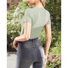 image:imageMANGOPOP Double Lined Short Sleeve Tops for Women Crew Neck T Shirts Basic Tee Womens Going Out Tops Trendy 202607 Misty Jade