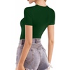 image:imageMANGOPOP Double Lined Short Sleeve Tops for Women Crew Neck T Shirts Basic Tee Womens Going Out Tops Trendy 2026Deep Green