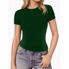 image:imageMANGOPOP Double Lined Short Sleeve Tops for Women Crew Neck T Shirts Basic Tee Womens Going Out Tops Trendy 2026Deep Green