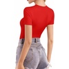 image:imageMANGOPOP Double Lined Short Sleeve Tops for Women Crew Neck T Shirts Basic Tee Womens Going Out Tops Trendy 2026Red