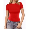 image:imageMANGOPOP Double Lined Short Sleeve Tops for Women Crew Neck T Shirts Basic Tee Womens Going Out Tops Trendy 2026Red