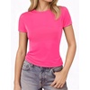 image:imageMANGOPOP Double Lined Short Sleeve Tops for Women Crew Neck T Shirts Basic Tee Womens Going Out Tops Trendy 2026Rose Pink