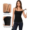 image:imageMANGOPOP Womens Camisole Tank Tops Square Neck Spaghetti Strap Cami Double Lined Sleeveless Crop Top Sexy ShirtsA1 Black