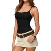 image:imageMANGOPOP Womens Camisole Tank Tops Square Neck Spaghetti Strap Cami Double Lined Sleeveless Crop Top Sexy ShirtsA1 Black