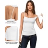 image:imageMANGOPOP Womens Camisole Tank Tops Square Neck Spaghetti Strap Cami Double Lined Sleeveless Crop Top Sexy ShirtsA2 White